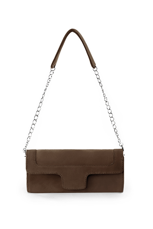 Dress clutch for wedding and parties in chocolate brown leather - Top view